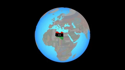 Zoom to Libya with flag on map Stock Footage 99817842