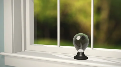 A zoom into a "light mill" on a window sill Stock Footage 48455534