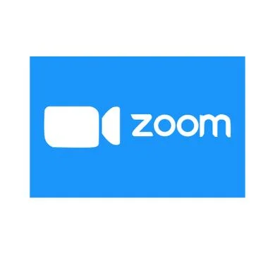 Zoom logo video conference application. Blue camera icon. Zoom app logo. Live Stock Illustration