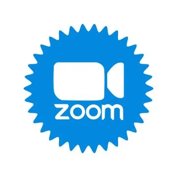 Zoom logo video conference application. Blue camera icon. Zoom app logo. Live Stock Illustration
