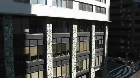 A zoom-in look at a rather boring office building exterior 库存影片 439634