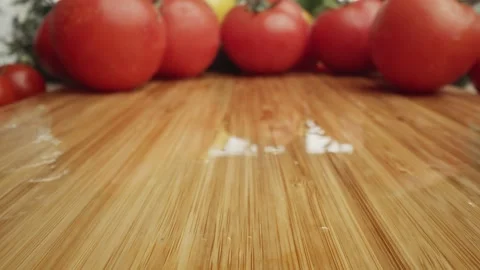Zoom in macro video of tomatoes on the table Stock Footage 136282219