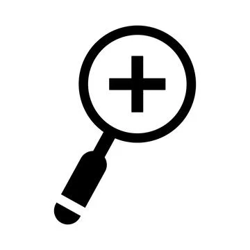In, zoom, magnify icon. Black vector graphics. Ilustração Stock