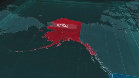 Zoom in to the map of Alaska state, with text and textless Stock Footage 302404615