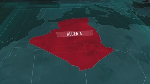 Zoom in to the map of Algeria, with text and textless Stock Footage 301261825