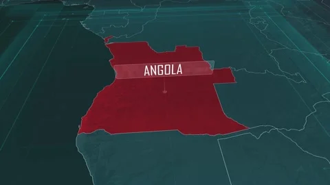 Zoom in to the map of Angola, with text and textless Stock Footage 301351519