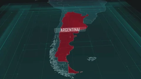 Zoom in to the map of Argentina, with text and textless Stock Footage 301002832