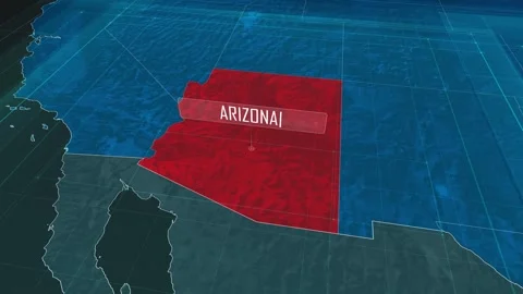 Zoom in to the map of Arizona state, with text and textless Stock Footage 302405110