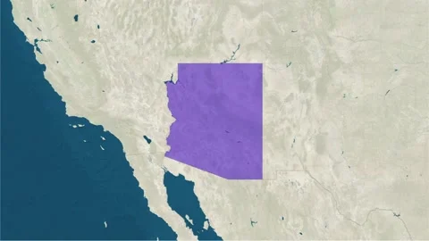 Zoom in to the map of Arizona with text, textless, and with flag Stock Footage 217581901