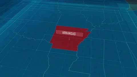 Zoom in to the map of Arkansas state, with text and textless Stock Footage 302141093