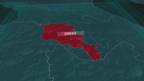 Zoom in to the map of Armenia, with text and textless Video stock 301261561