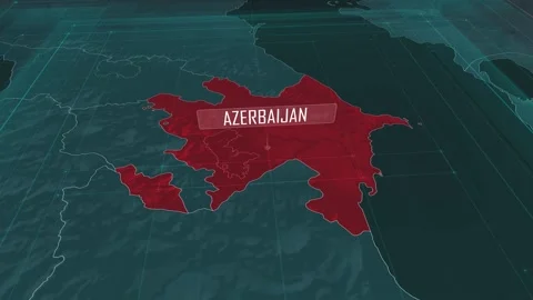 Zoom in to the map of Azerbaijan, with text and textless Video stock 301261659