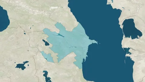 Zoom in to the map of Azerbaijan with text, textless, and with flag Stock Footage 206907323
