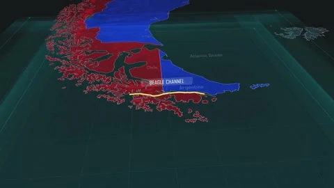 Zoom in to the map of Beagle Channel with text, textless Stock Footage 318579718