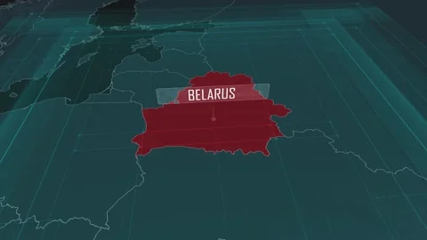 Zoom in to the map of Belarus, with text and textless Stock Footage 301135780