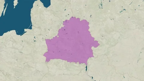Zoom in to the map of Belarus with text, textless, and with flag Stock Footage 206876526