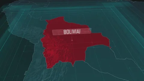 Zoom in to the map of Bolivia, with text and textless Video stock 301002925