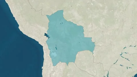 Zoom in to the map of Bolivia with text, textless, and with flag Stock Footage 204842846