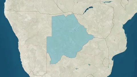 Zoom in to the map of Botswana with text, textless, and with flag Stock Footage 211212122