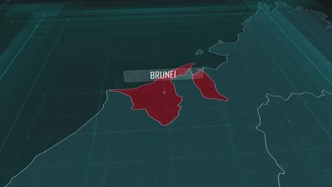 Zoom in to the map of Brunei, with text and textless Stock Footage 301481330