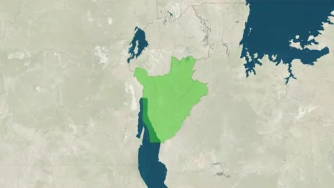 Zoom in to the map of Burundi with text, textless, and with flag Stock Footage 211203708