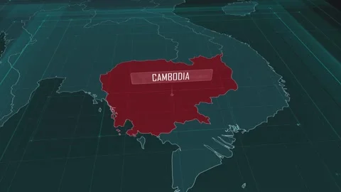 Zoom in to the map of Cambodia, with text and textless Stock Footage 301480379