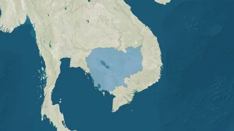 Zoom in to the map of Cambodia with text, textless, and with flag Stock-Footage 210879810