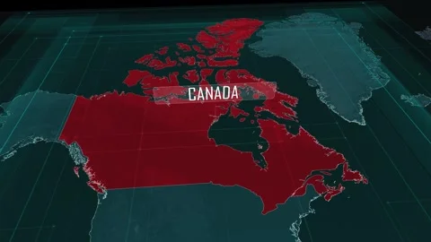 Zoom in to the map of Canada, with text and textless Stock Footage 301002538