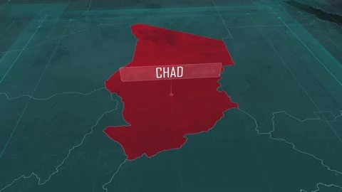 Zoom in to the map of Chad, with text and textless Stock Footage 301352521