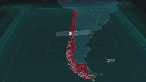 Zoom in to the map of Chile, with text and textless Stock Footage 301002747