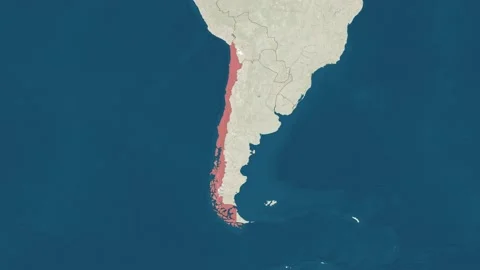 Zoom in to the map of Chile with text, textless Stock Footage 204843354