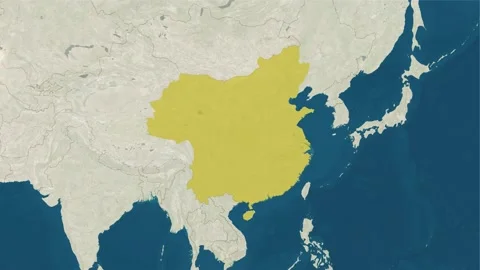 Zoom in to the map of China at 1945 Stock Footage 232617402