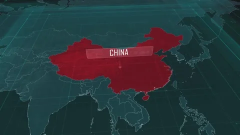 Zoom in to the map of China, with text and textless Video stock 301482621