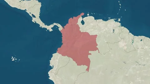 Zoom in to the map of Colombia with text, textless, and with flag Stock Footage 204841247