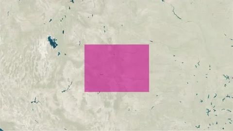 Zoom in to the map of Colorado with text, textless, and with flag Stock Footage 217557586