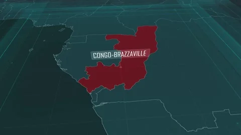 Zoom in to the map of Congo-Brazzaville, with text and textless Stock Footage 301352442