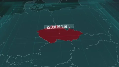 Zoom in to the map of Czech Republic, with text and textless Stock Footage 301260696