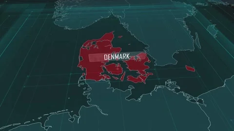 Zoom in to the map of Denmark, with text and textless Stock Footage 301260294
