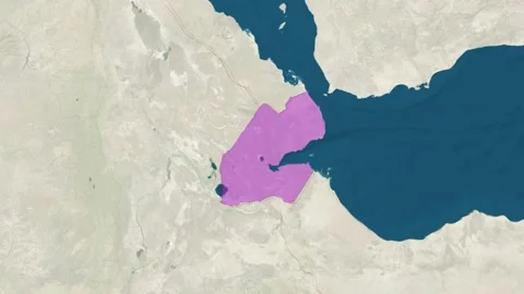 Zoom in to the map of Djibouti with text, textless, and with flag Stock Footage 211000210