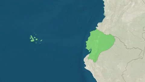Zoom in to the map of Ecuador with text, textless Stock Footage 204841620