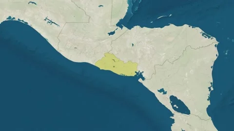 Zoom in to the map of El Salvador with text, textless, and with flag Stock Footage 204840259