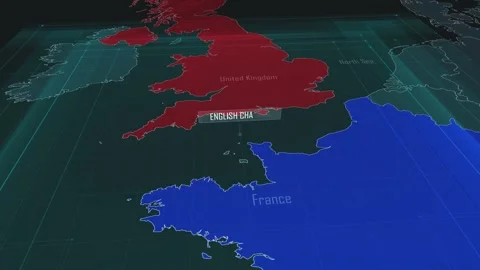 Zoom in to the map of English Channel between UK and France Stock Footage 318520351