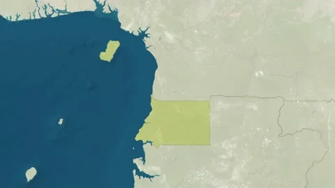 Zoom in to the map of Equatorial Guinea with text, textless, and with flag Stock-Footage 211199363