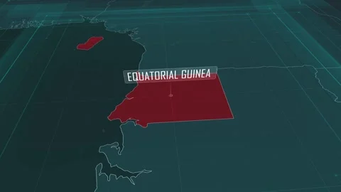 Zoom in to the map of Equatorial Guinea, with text and textless Stock Footage 301351322