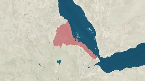 Zoom in to the map of Eritrea with text, textless, and with flag Stock Footage 210998332