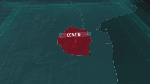 Zoom in to the map of Eswatini, with text and textless Stock Footage 301351164