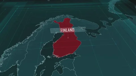 Zoom in to the map of Finland, with text and textless Video stock 301260666