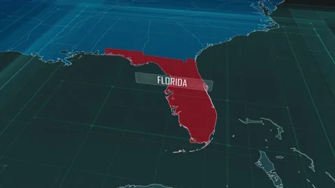 Zoom in to the map of Florida state, with text and textless Stock Footage 302404955