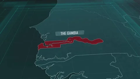 Zoom in to the map of The Gambia, with text and textless Stock Footage 301350894