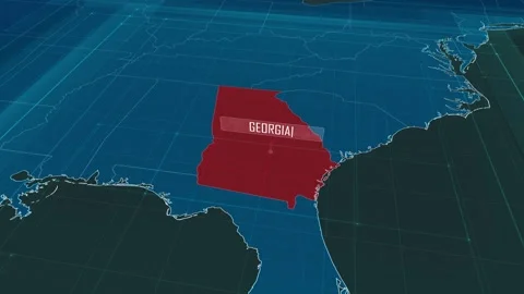 Zoom in to the map of Georgia state, with text and textless Stock Footage 302140942